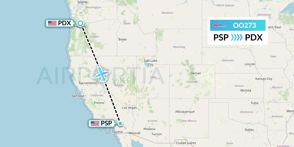 OO273 SkyWest Airlines Flight Map: Palm Springs to Portland