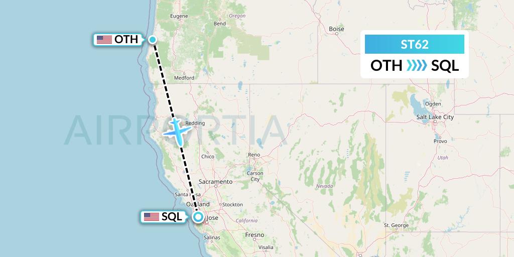 ST62 Air Thanlwin Flight Map: North Bend to San Carlos