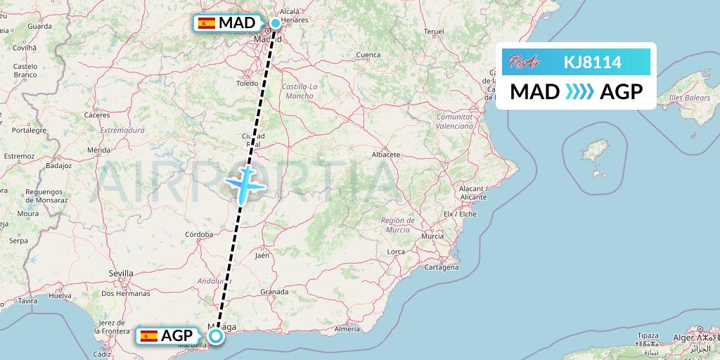 KJ8114 Air Incheon Flight Map: Madrid to Malaga