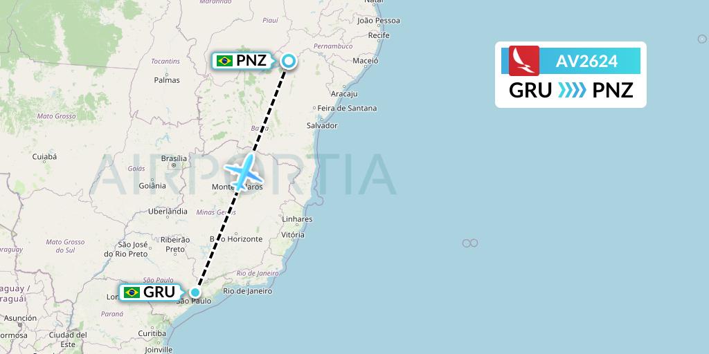 AV2624 Avianca Flight Map: Sao Paulo to Petrolina