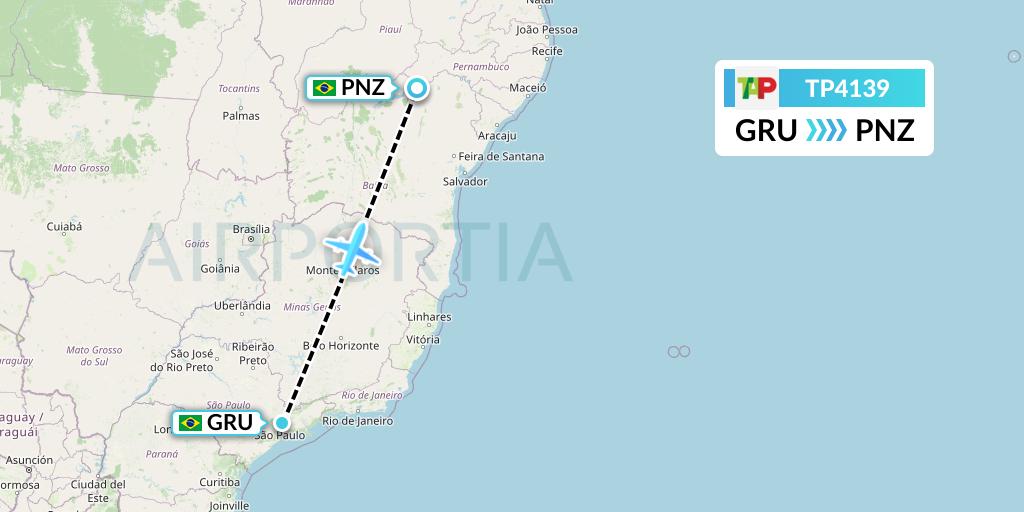 TP4139 TAP Portugal Flight Map: Sao Paulo to Petrolina