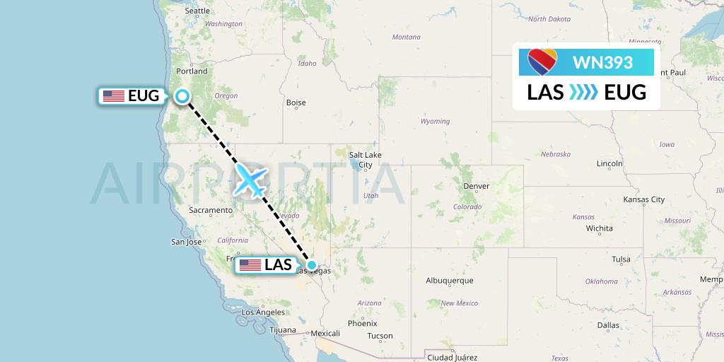 WN393 Southwest Airlines Flight Map: Las Vegas to Eugene