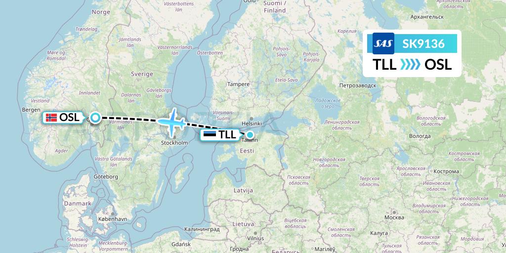 SK9136 SAS Flight Map: Tallinn to Oslo