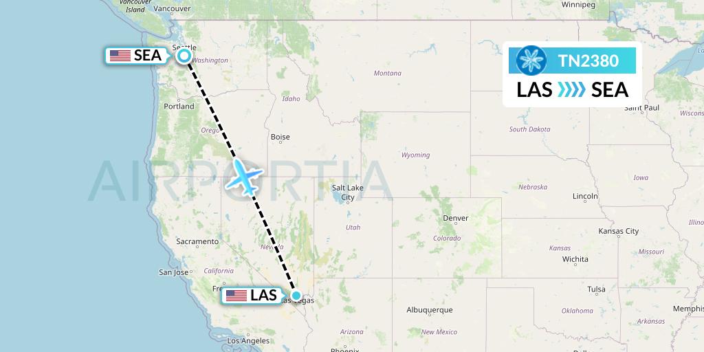 TN2380 Air Tahiti Nui Flight Map: Las Vegas to Seattle