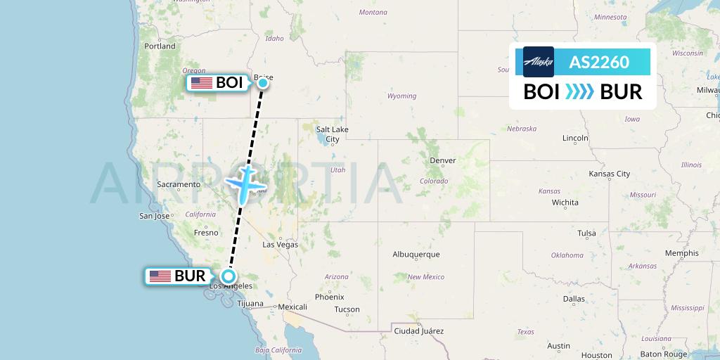 AS2260 Alaska Airlines Flight Map: Boise to Burbank