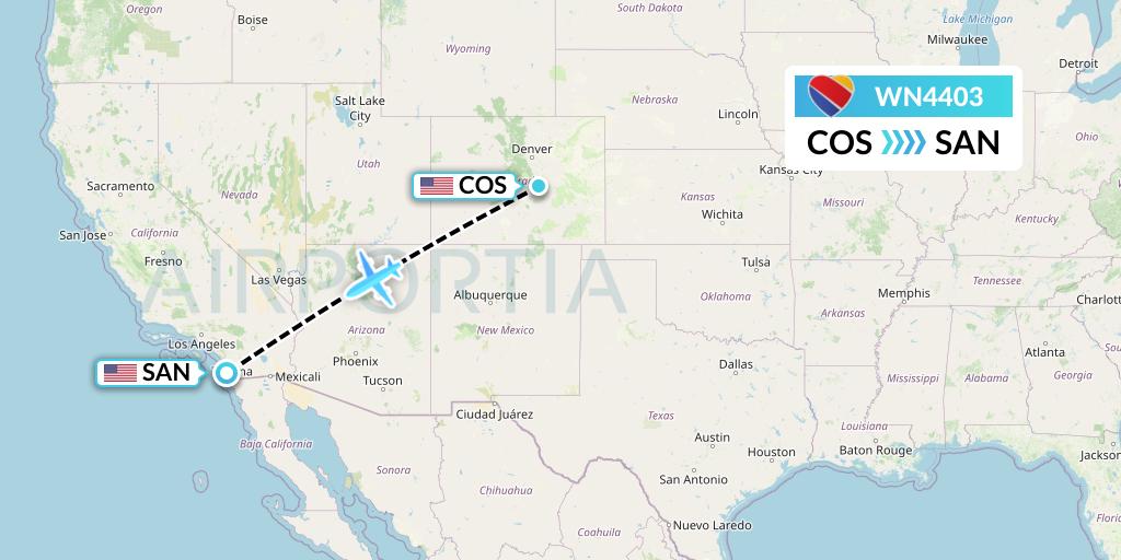 WN4403 Southwest Airlines Flight Map: Colorado Springs to San Diego