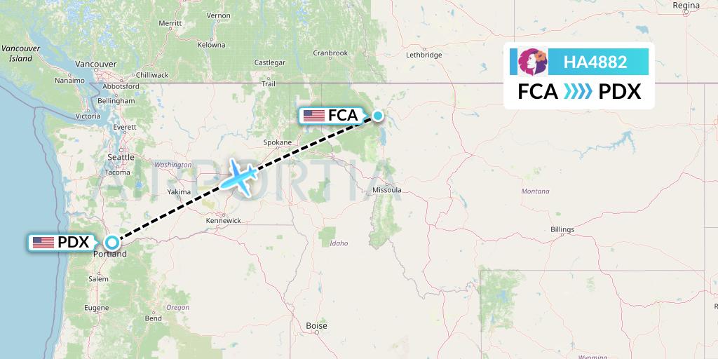 HA4882 Hawaiian Airlines Flight Map: Kalispell to Portland