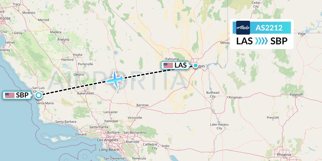 AS2212 Alaska Airlines Flight Map: Las Vegas to San Luis Obispo