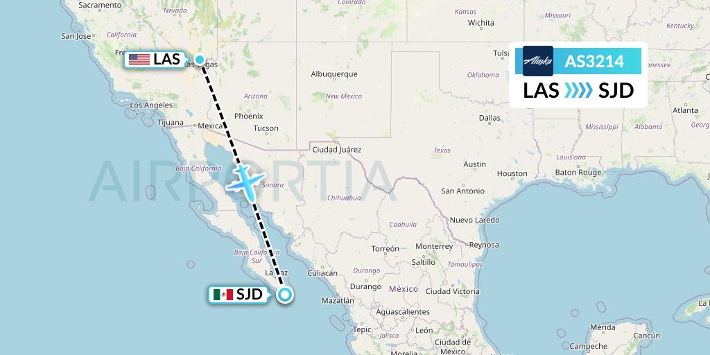 AS3214 Alaska Airlines Flight Map: Las Vegas to San Jose del Cabo