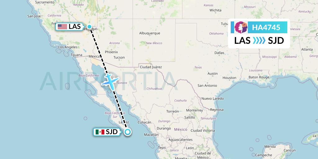HA4745 Hawaiian Airlines Flight Map: Las Vegas to San Jose del Cabo