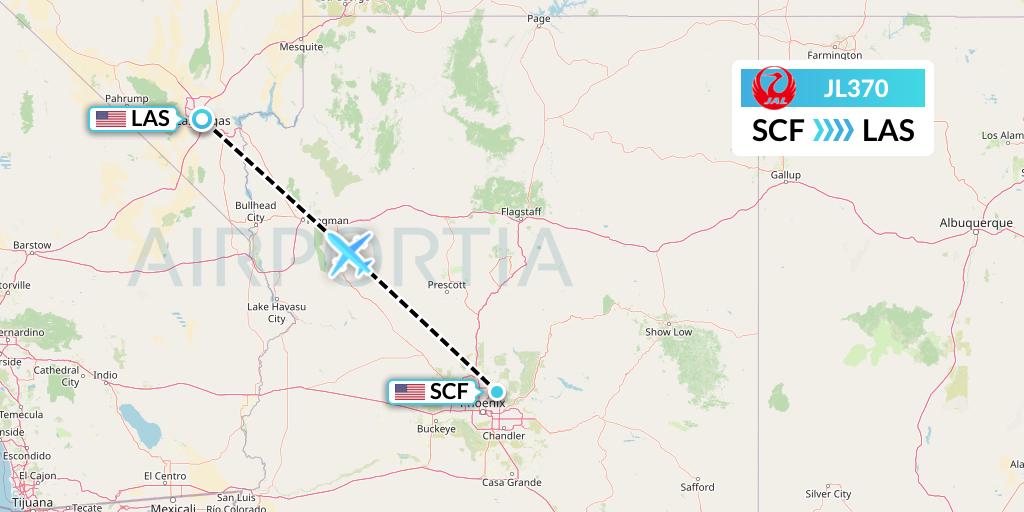 JL370 Japan Airlines Flight Map: Scottsdale to Las Vegas