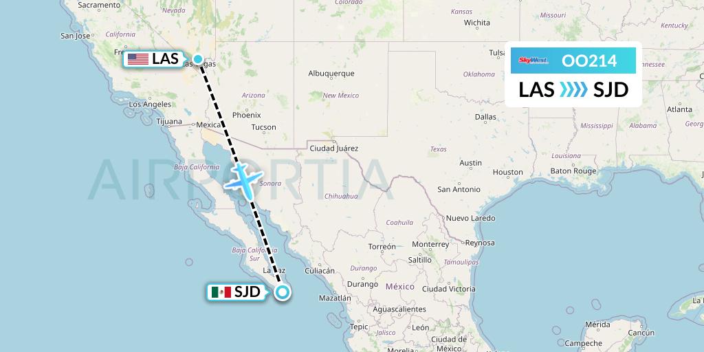 OO214 SkyWest Airlines Flight Map: Las Vegas to San Jose del Cabo