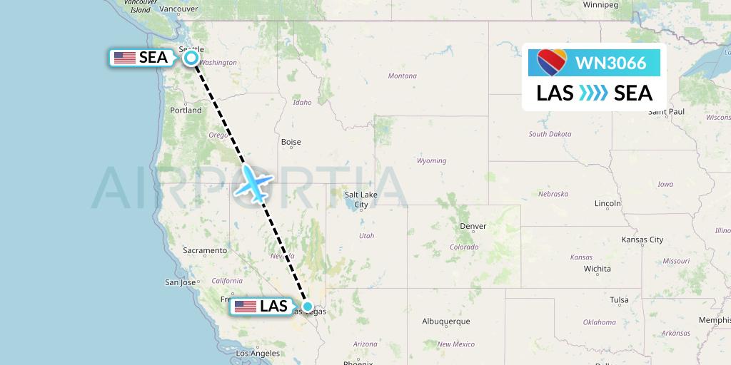 WN3066 Southwest Airlines Flight Map: Las Vegas to Seattle