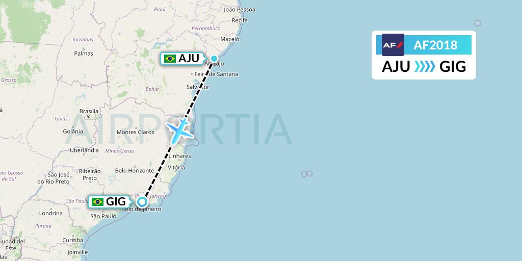 AF2018 Air France Flight Map: Aracaju to Rio de Janeiro