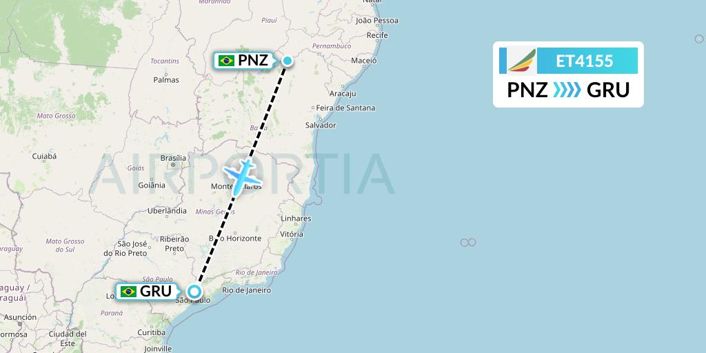 ET4155 Ethiopian Airlines Flight Map: Petrolina to Sao Paulo