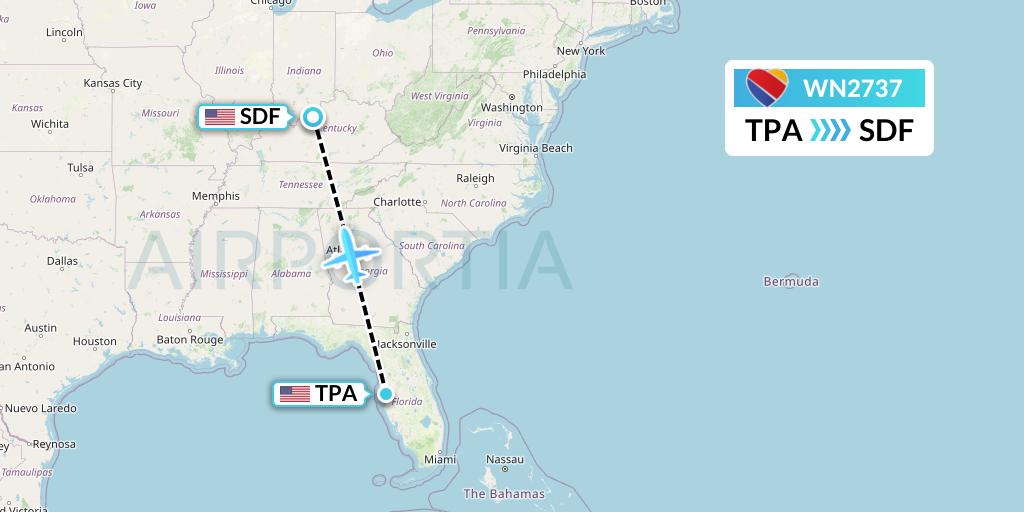 WN2737 Southwest Airlines Flight Map: Tampa to Louisville