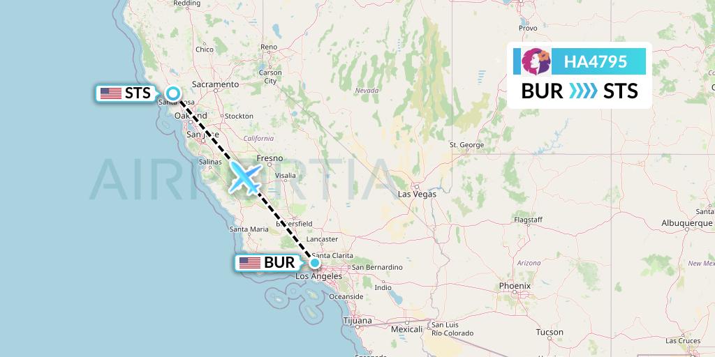 HA4795 Hawaiian Airlines Flight Map: Burbank to Santa Rosa