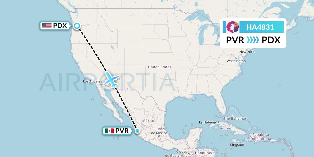 HA4831 Hawaiian Airlines Flight Map: Puerto Vallarta to Portland