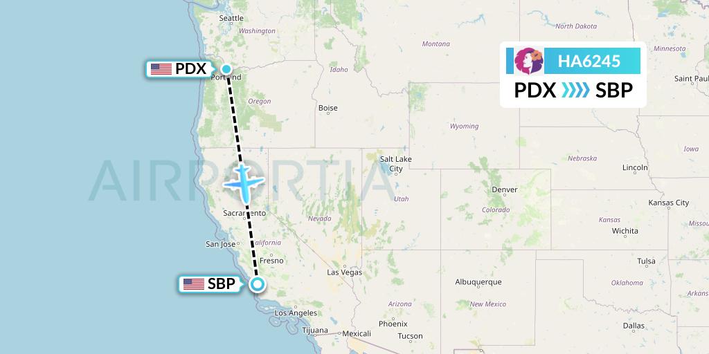 HA6245 Hawaiian Airlines Flight Map: Portland to San Luis Obispo