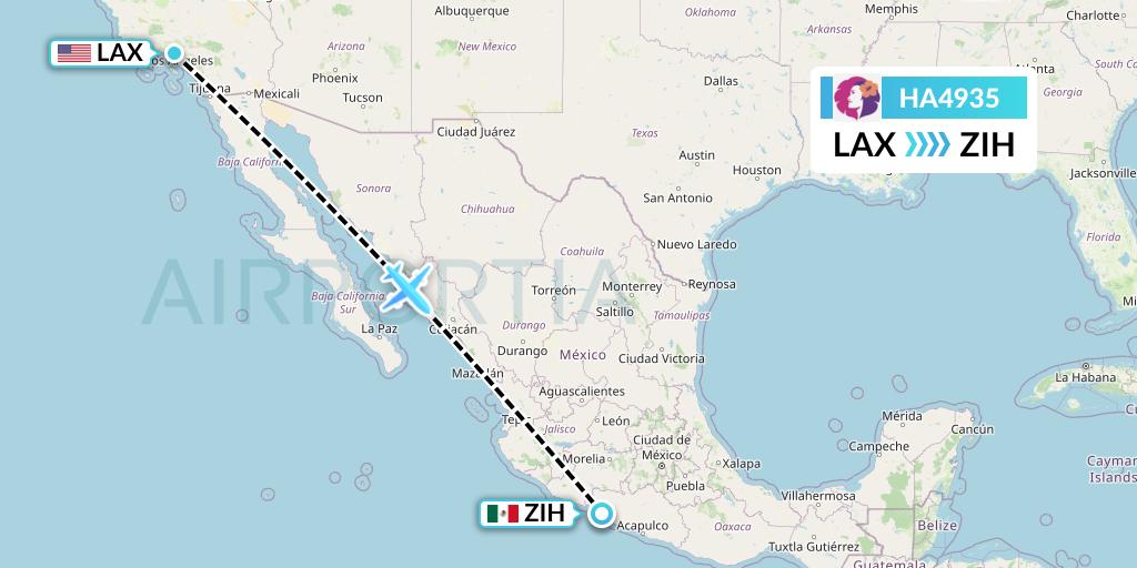 HA4935 Hawaiian Airlines Flight Map: Los Angeles to Zihuatanejo