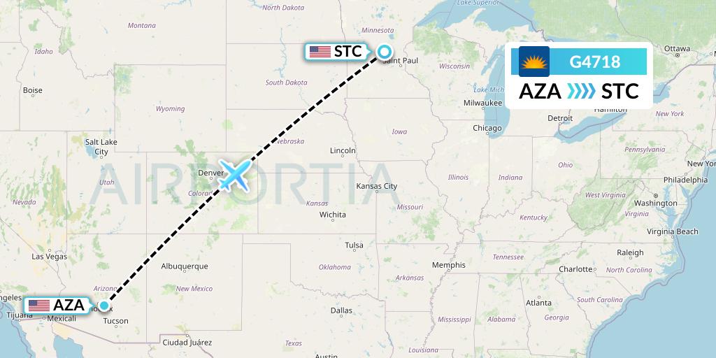 G4718 Allegiant Air Flight Map: Phoenix to St Cloud