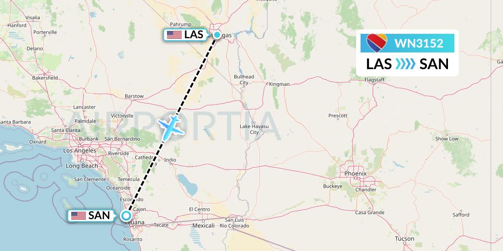 WN3152 Southwest Airlines Flight Map: Las Vegas to San Diego