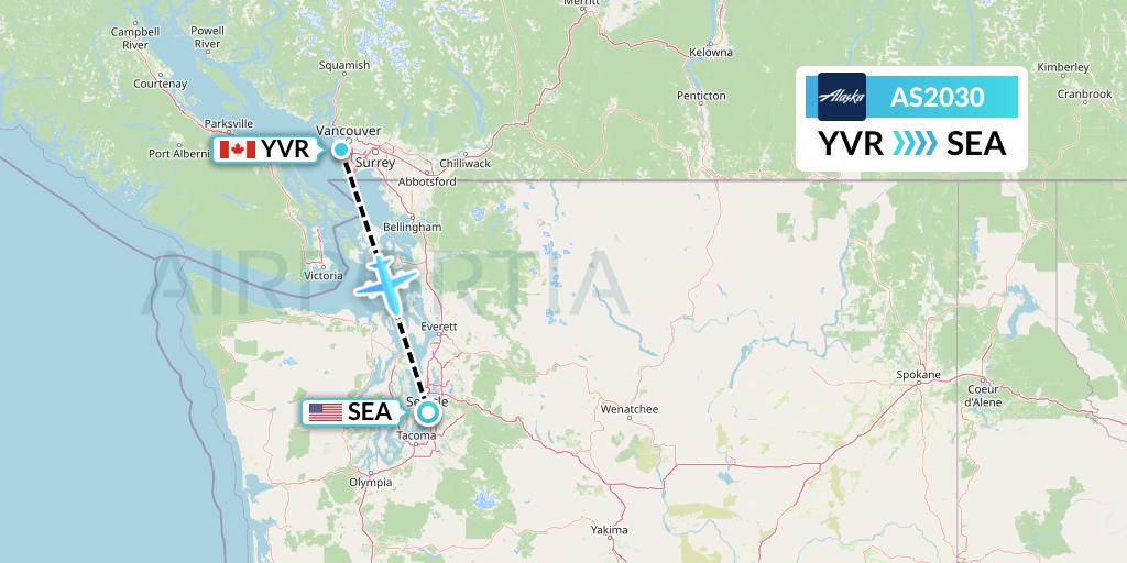 AS2030 Alaska Airlines Flight Map: Vancouver to Seattle