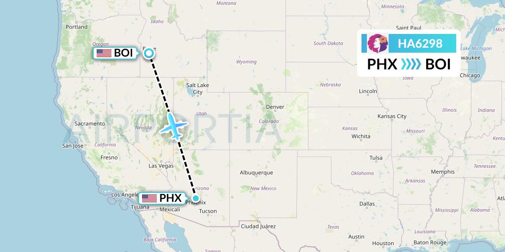 HA6298 Hawaiian Airlines Flight Map: Phoenix to Boise
