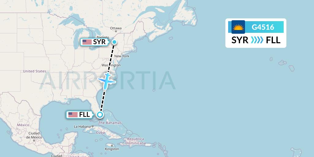 G4516 Allegiant Air Flight Map: Syracuse to Fort Lauderdale