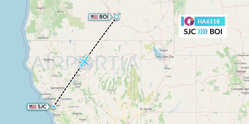 HA6118 Hawaiian Airlines Flight Map: San Jose to Boise
