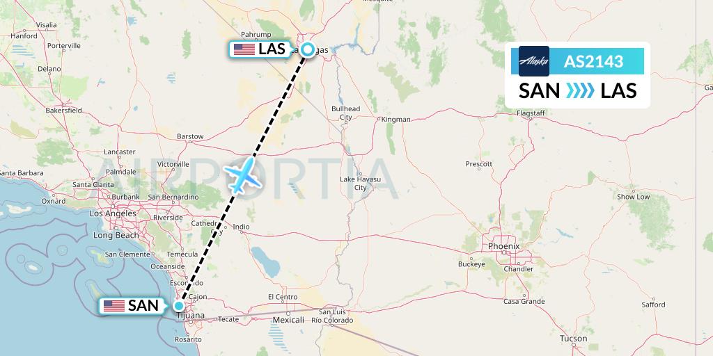 AS2143 Alaska Airlines Flight Map: San Diego to Las Vegas