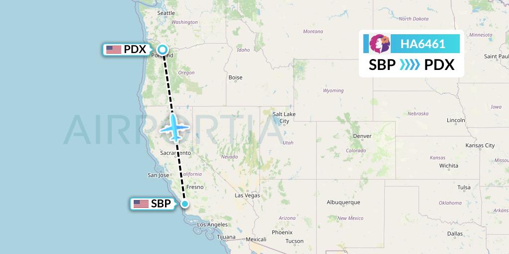 HA6461 Hawaiian Airlines Flight Map: San Luis Obispo to Portland