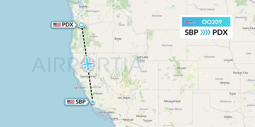 OO209 SkyWest Airlines Flight Map: San Luis Obispo to Portland