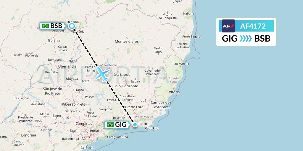 AF4172 Air France Flight Map: Rio de Janeiro to Brasilia