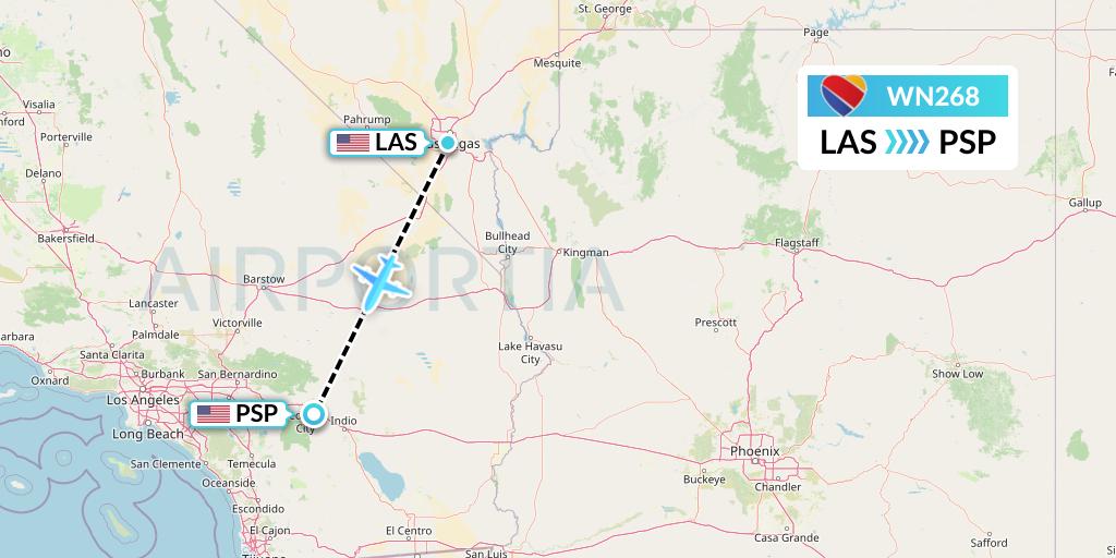 WN268 Southwest Airlines Flight Map: Las Vegas to Palm Springs
