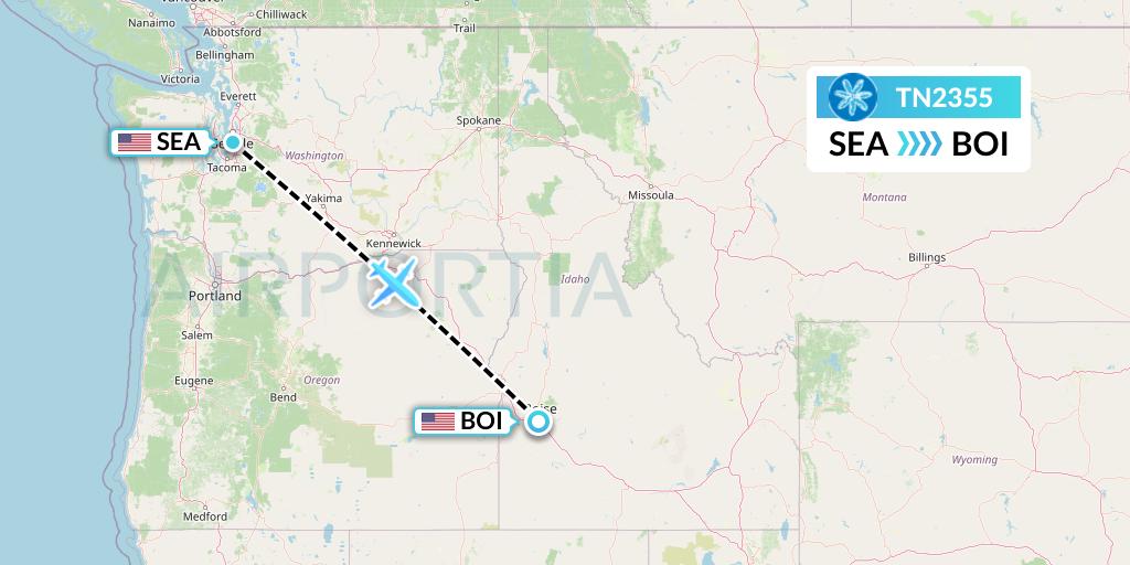 TN2355 Air Tahiti Nui Flight Map: Seattle to Boise