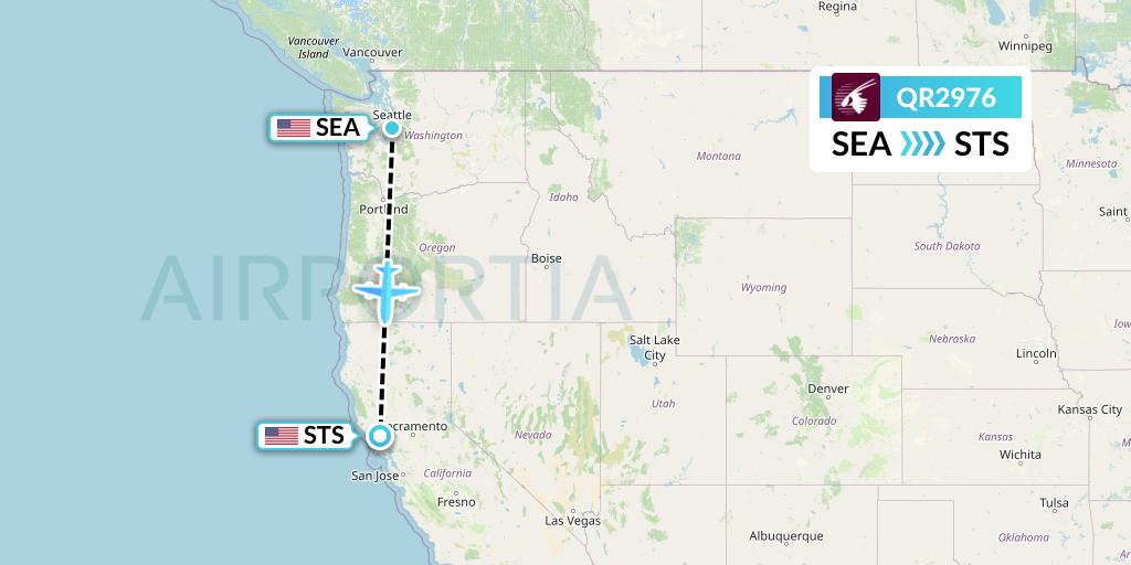 QR2976 Qatar Airways Flight Map: Seattle to Santa Rosa