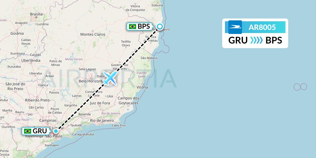 AR8005 Aerolineas Argentinas Flight Map: Sao Paulo to Porto Seguro