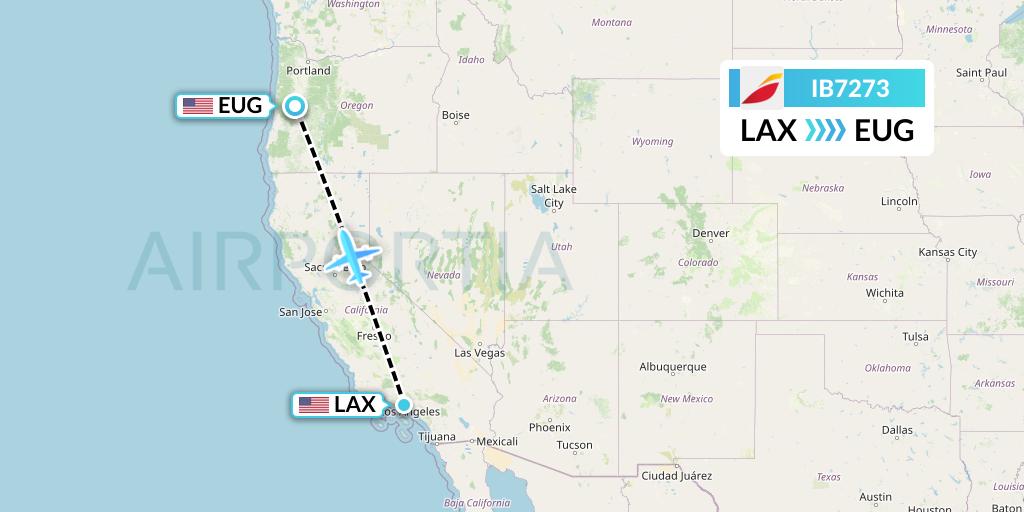 IB7273 Iberia Flight Map: Los Angeles to Eugene
