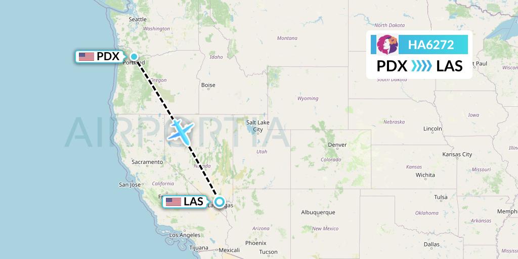 HA6272 Hawaiian Airlines Flight Map: Portland to Las Vegas