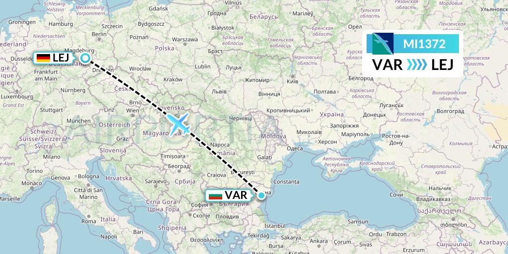 MI1372 SilkAir Flight Map: Varna to Leipzig