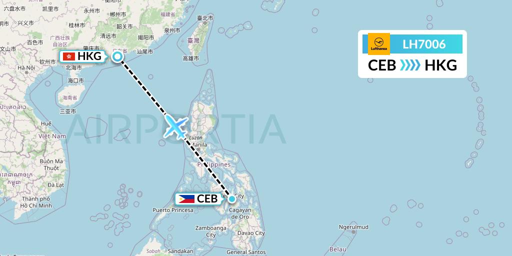 LH7006 Lufthansa Flight Map: Cebu to Hong Kong