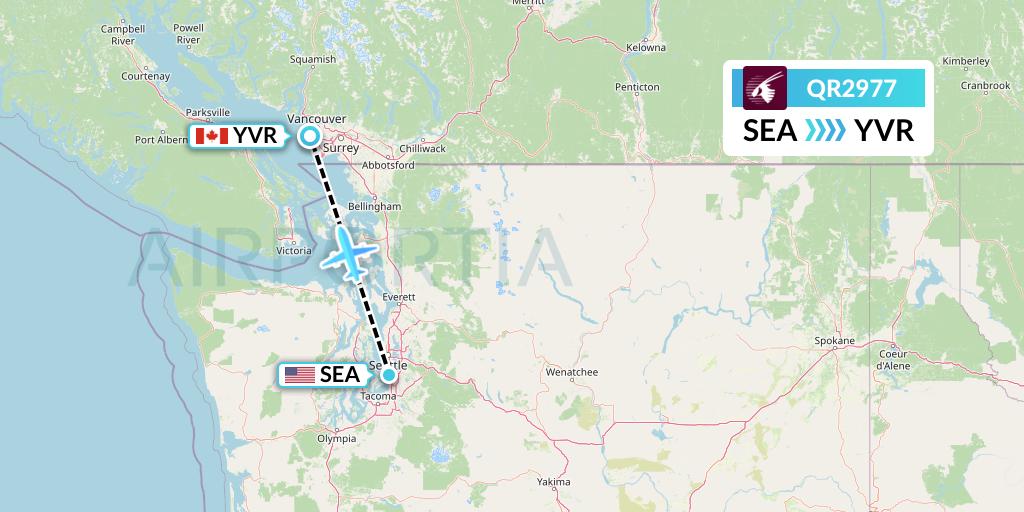 QR2977 Qatar Airways Flight Map: Seattle to Vancouver