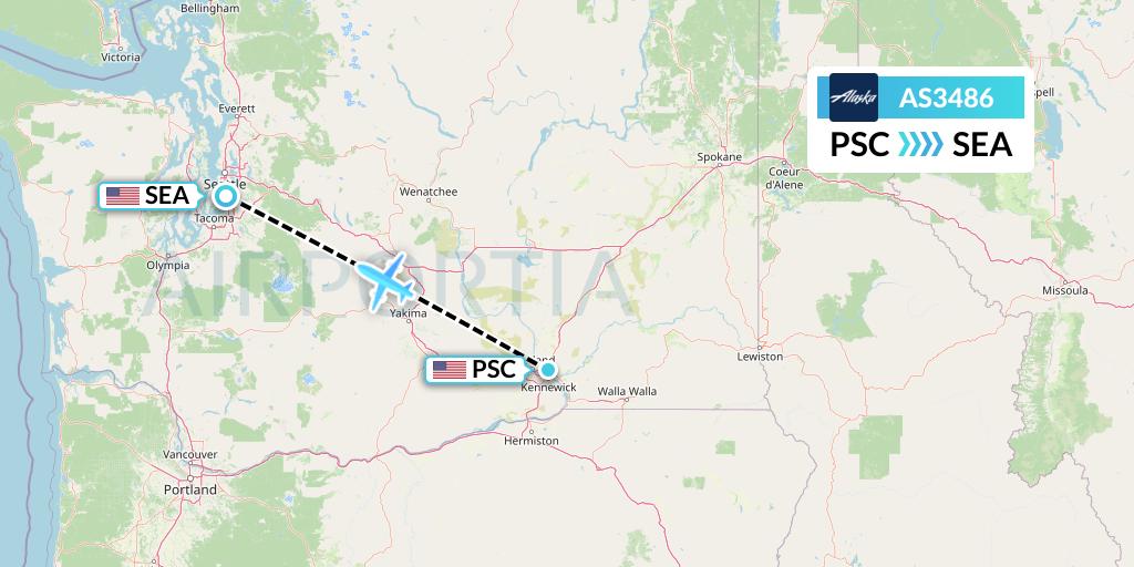 AS3486 Alaska Airlines Flight Map: Pasco to Seattle