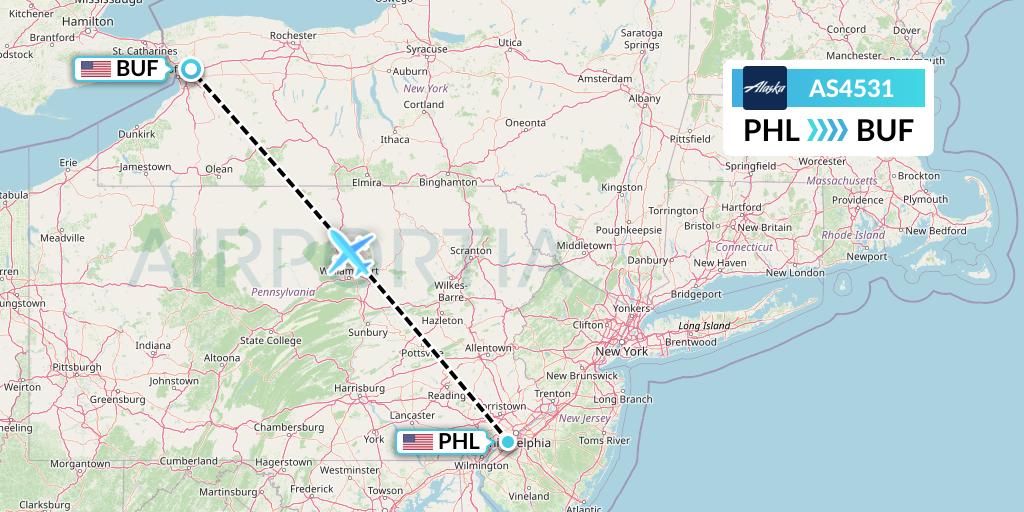 AS4531 Alaska Airlines Flight Map: Philadelphia to Buffalo