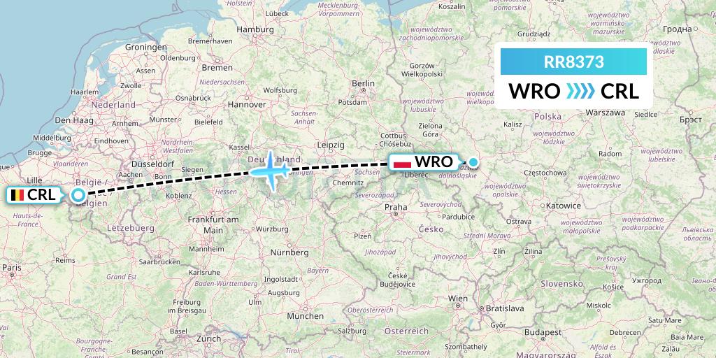 RR8373 Royal Air Force Flight Map: Wroclaw to Brussels
