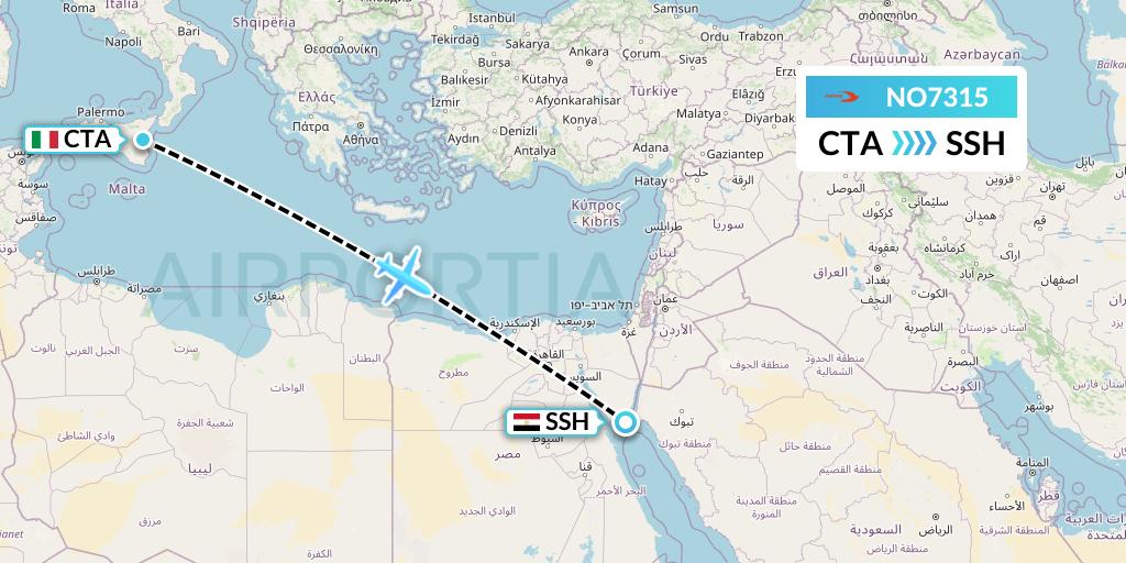 NO7315 Neos Flight Map: Catania to Sharm el-Sheikh