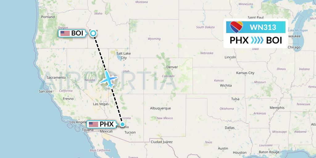 WN313 Southwest Airlines Flight Map: Phoenix to Boise