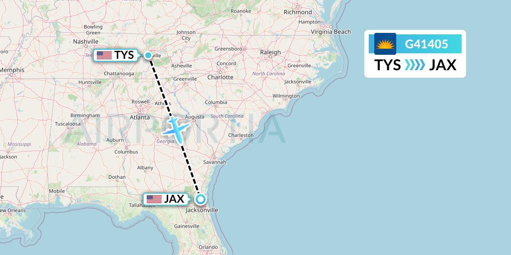 G41405 Allegiant Air Flight Map: Knoxville to Jacksonville
