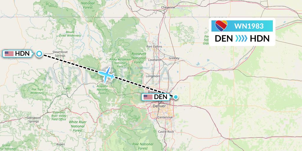WN1983 Southwest Airlines Flight Map: Denver to Hayden
